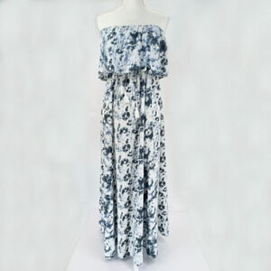 Japna Maxi Dress Women Size Medium Strapless Ruffle Tie Dye Tassel Boho Beach